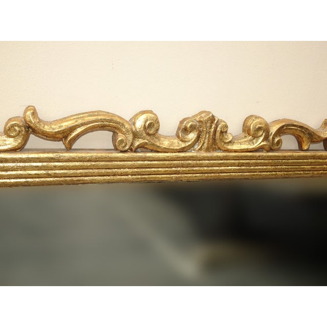 41" High Antique French Provincial Gold Gilt Wall Mantle Mirror W Scrolls For Sale In Los Angeles - Image 6 of 12