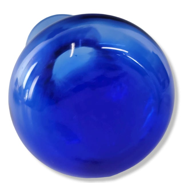 "Illusion" Cobalt Blue Indiana Glass Vase For Sale - Image 10 of 11