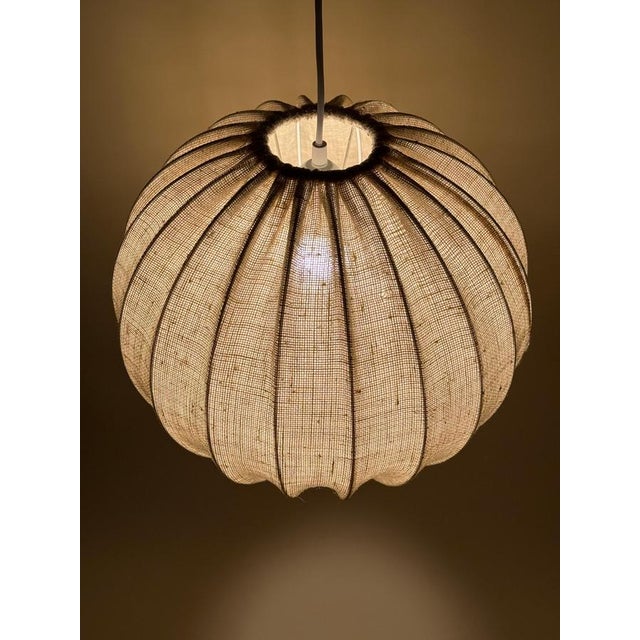 Mid-Century Modern Swedish White Fabric and Metal Balloon Pendant Light, 1960s For Sale - Image 6 of 14