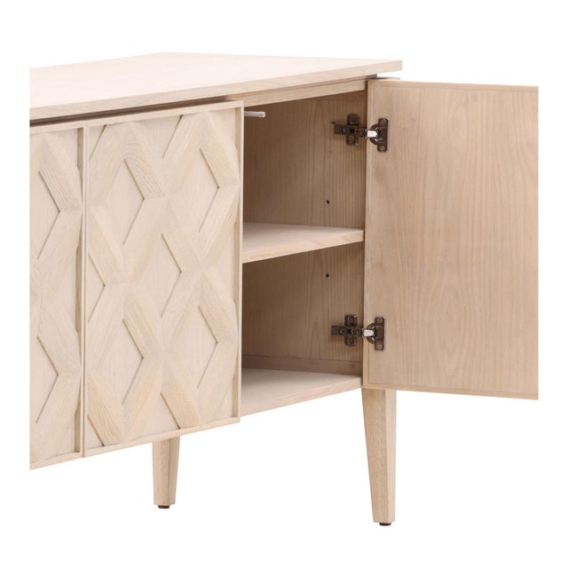 Wood Blond Lattice Wood Sideboard Credenza For Sale - Image 7 of 8