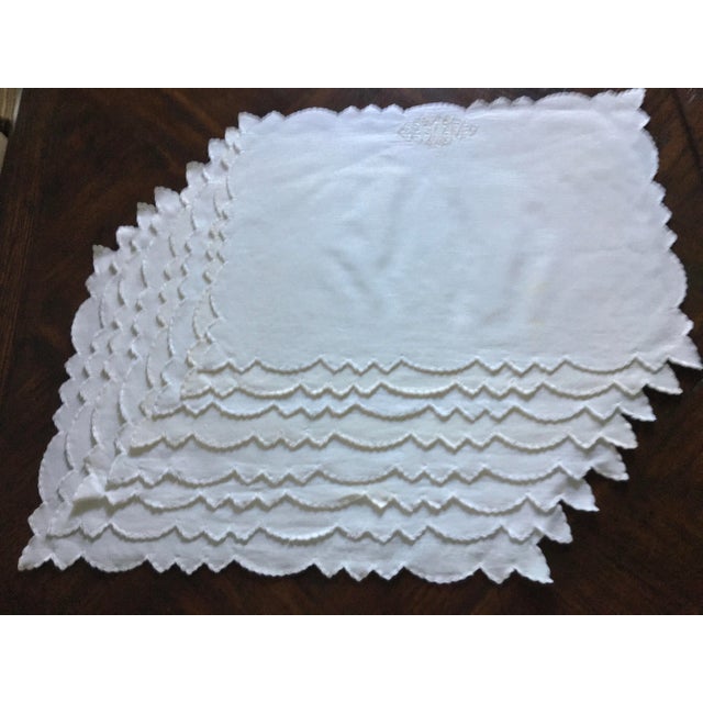 Vintage Embroidered and Monogramed Linen Placemats- Set of 8 For Sale - Image 12 of 13