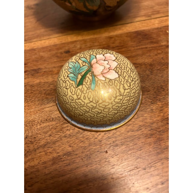 1980s Vintage Small Cloisonné Asian Ginger Jar For Sale - Image 4 of 10