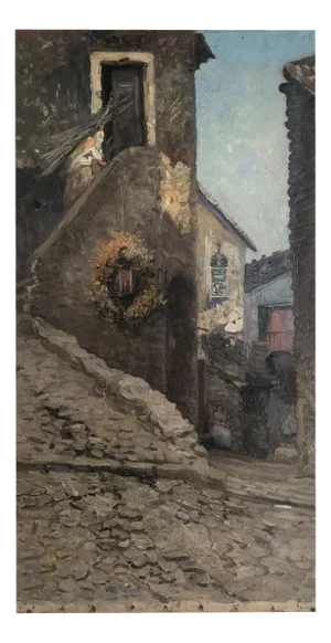 Alexandre Marcette, Fête de Village avec Collectionneur de Broussailles, Oil on Canvas
