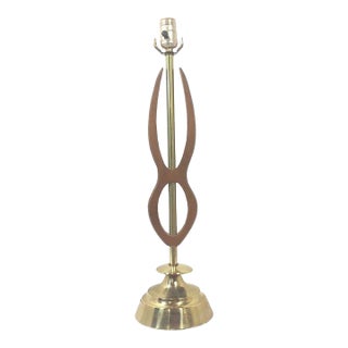 1950s Sculptural Walnut Table Lamp For Sale