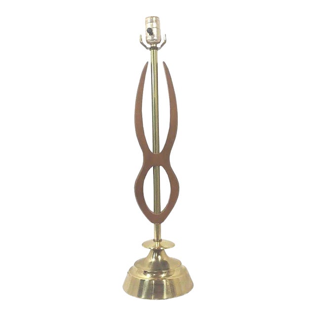 1950s Sculptural Walnut Table Lamp For Sale