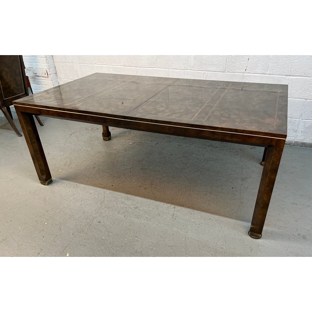 Mastercraft William Doezema for Mastercraft Mid-Century Burl Wood Extension Dining Table Set For Sale - Image 4 of 18