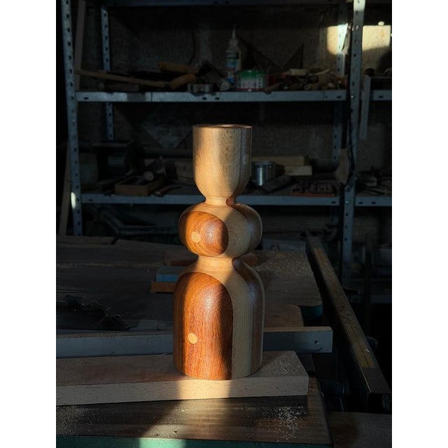 Wood Beech and Cumaru Candlestick 2 by Romain Des Bois For Sale - Image 7 of 13