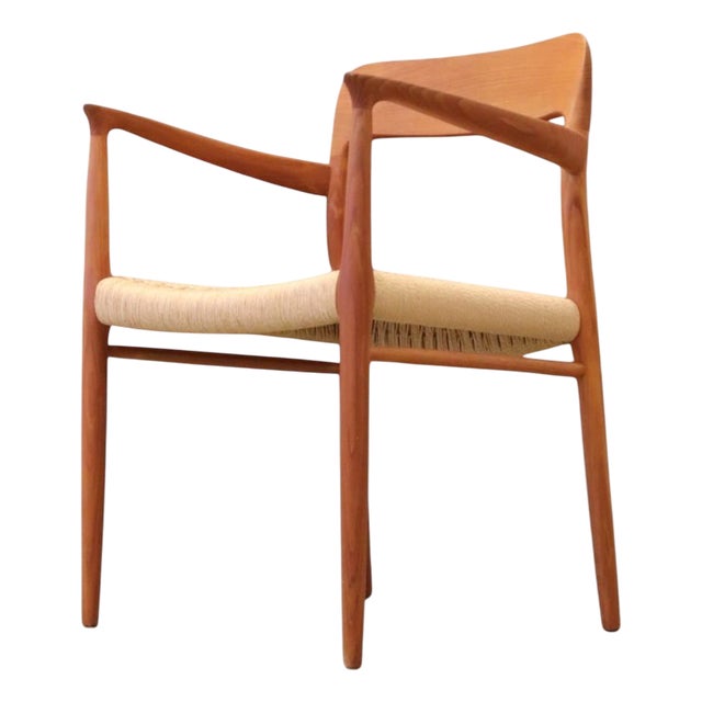 Model 56 Dining Chair in Teak and New Wicker Seat by Niels O. Møller, 1960s For Sale