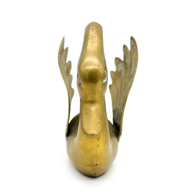 Mid-Century Modern Vintage Hollywood Regency Brass Swan Sculpture | Mid-Century Modern Figurative Decor - Hollywood Regency, Neoclassical For Sale - Image 3 of 12