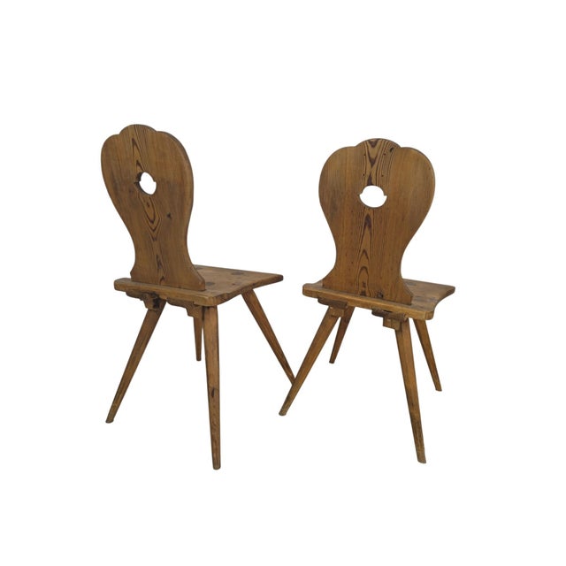Rustic Austrian Softwood Peasant Chairs, 1800, Set of 2 For Sale - Image 4 of 5