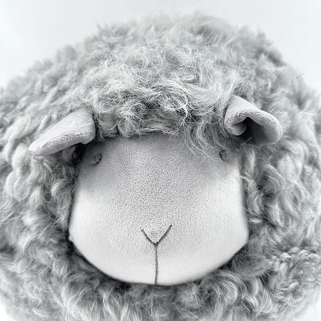 2020s Plush Lambskin Sheep Ball - Gray For Sale - Image 5 of 6