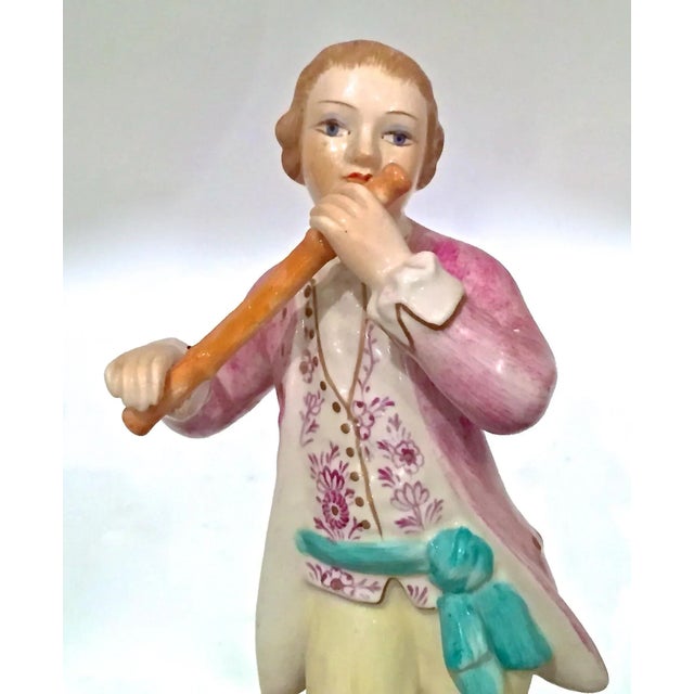 Antique Italian Hand-Painted Flutist Figurine For Sale - Image 4 of 6