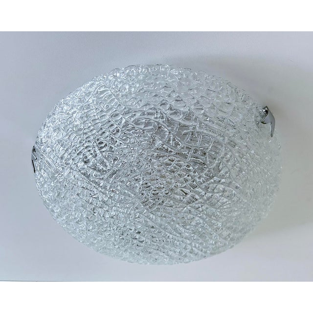 Large Brutalist Glass Flush Mount from Kaiser Leuchten, 1970s For Sale - Image 11 of 11