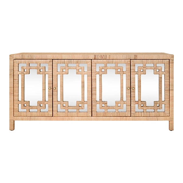 Matthew Izzo Home - Granada Four Door Wrapped Rattan Mirror Front Buffet Cabinet For Sale