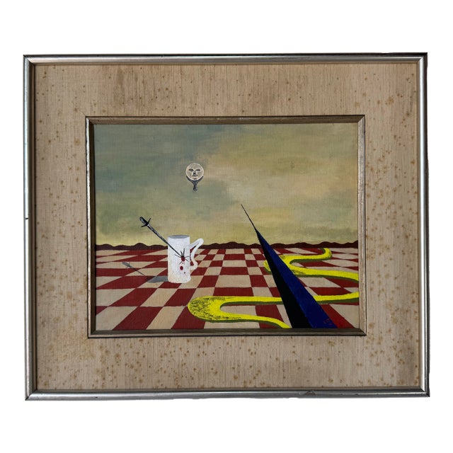 1977 E. J. Troy Surrealist-Style Oil on Canvas Painting, Framed/ Sold For Sale