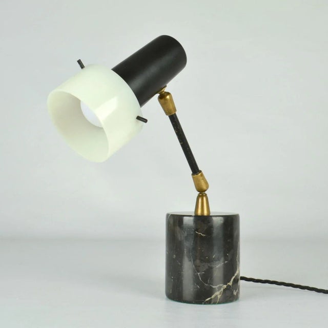Metal Table Lamp on Black Marble Base from Stilux, 1950s For Sale - Image 7 of 11