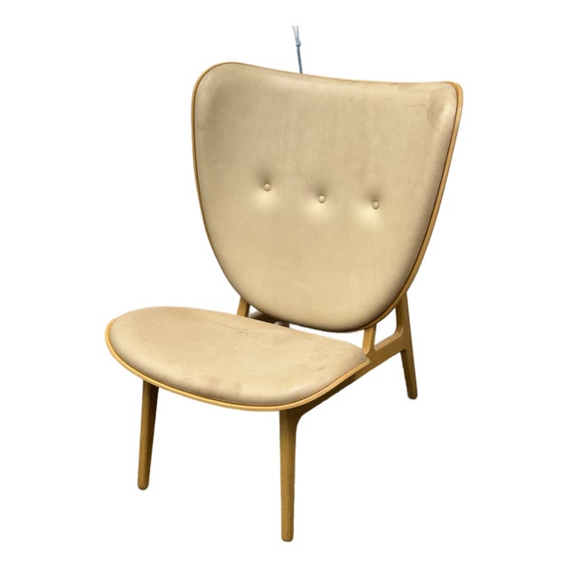 Norr11 Elephant Vintage Leather Lounge Chair, Natural Oak For Sale
