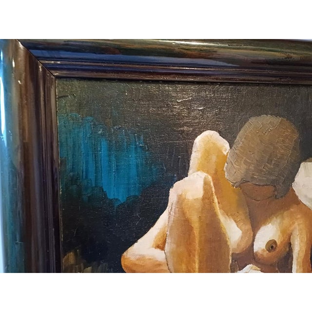 1970s Sostras, Nude Figurative Composition, 1970, Oil on Canvas For Sale - Image 5 of 9