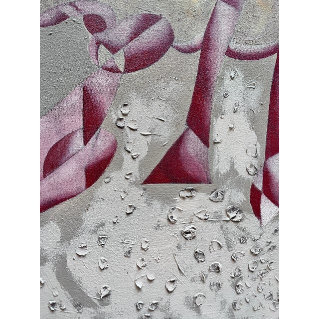 1970s "Pink Abstract" Oil Paint on Board For Sale In Dallas - Image 6 of 10