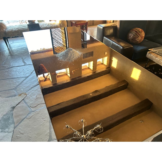 Brutalist Industrial Modern Dining Table, Solid Steel, Chrome Plated. For Sale - Image 15 of 18