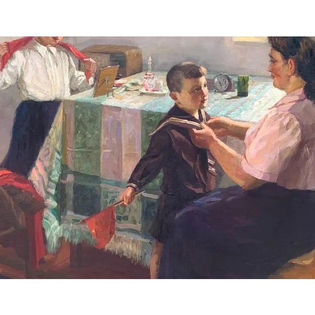 1950s Soviet Children Portraits Oil Painting Original Ukrainian Artist Osenniy m.s. 101-129 1950e 101-129 For Sale - Image 5 of 6