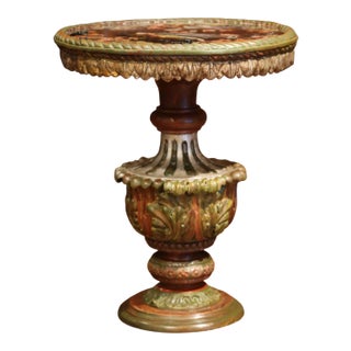 19th Century Italian Baroque Carved Giltwood Side Table With Églomisé Glass Top For Sale