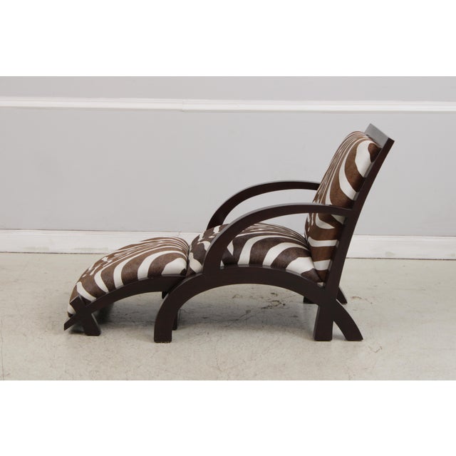 Art Deco Art Deco Modern Style Zebra Print Chair & Ottoman For Sale - Image 3 of 18