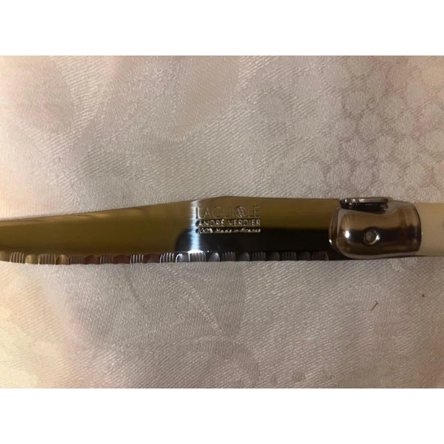 French Provincial Set of 6 French Andre Verdier Laguiole Steak Knives Black Color For Sale - Image 3 of 5