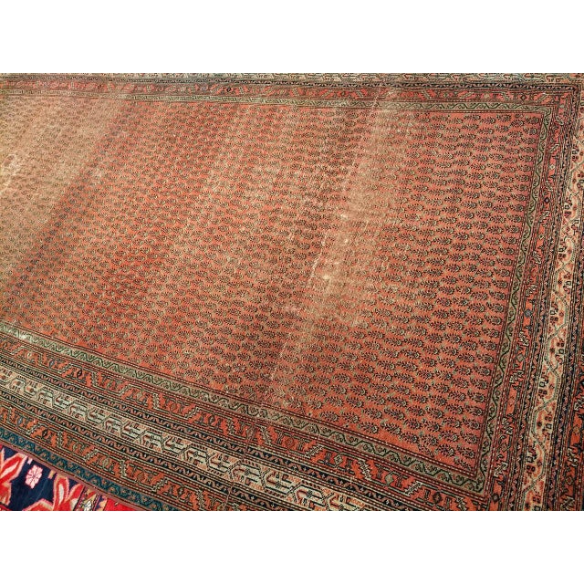 Textile Antique Saraband Gallery Area Rug, Hand-Knotted Wool, Allover Paisley Pattern, 7x12, Terracotta & Green For Sale - Image 7 of 7