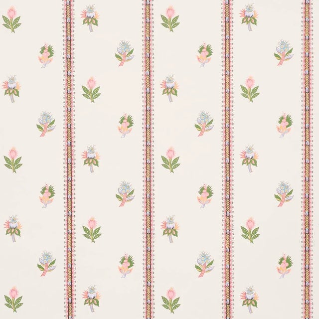 Schumacher Les Fleurs Exotiques Wallpaper In Antique Rose For Sale