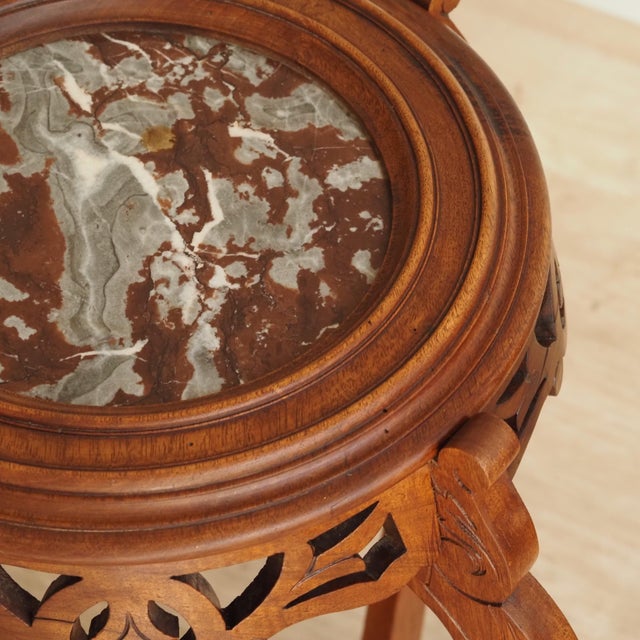 Wilhelminian Floral Column Side Table with Marble Top, 1880s For Sale - Image 10 of 13
