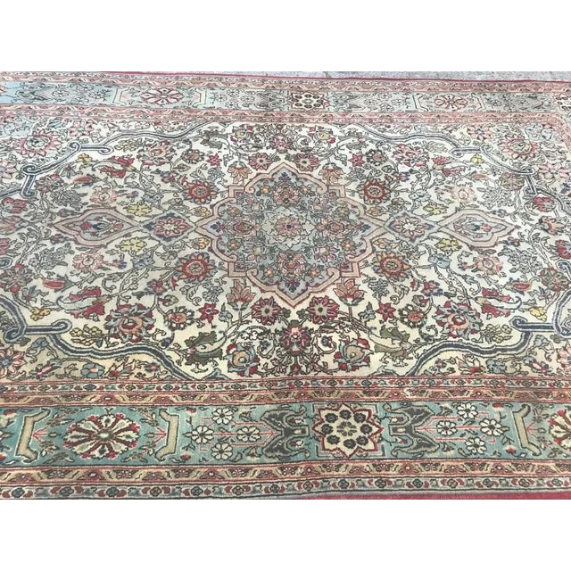 Vintage Floral Design Qom Rug For Sale - Image 9 of 16