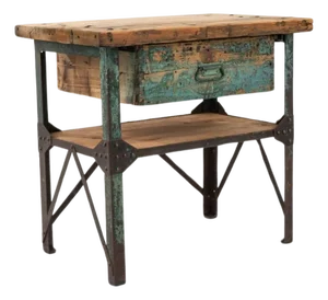 Early 20th Century French Metal & Wooden Work Table