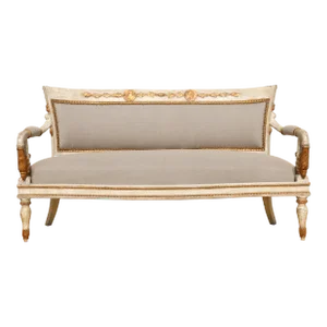 Vintage French Empire Sofa With Carved Swan Arms