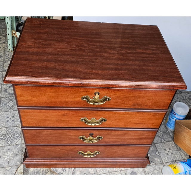 Wood Indiana Furniture Chippendale Style Two-Drawer Lateral Filing Cabinet With Lock For Sale - Image 7 of 12