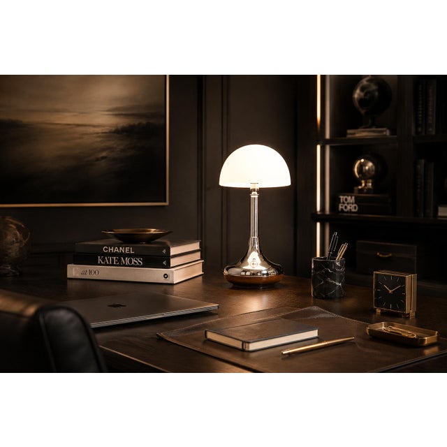 1960s Rewired Brazilian Modern Table Lamp in Chrome Metal and Acrylic Shade For Sale In New York - Image 6 of 15