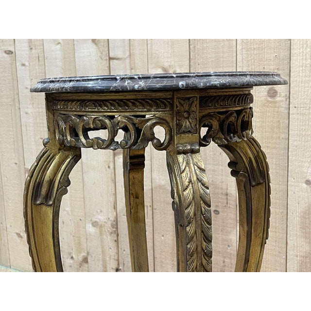 Bolster in Gilded Wood and Marble Top, 1970s For Sale - Image 3 of 9