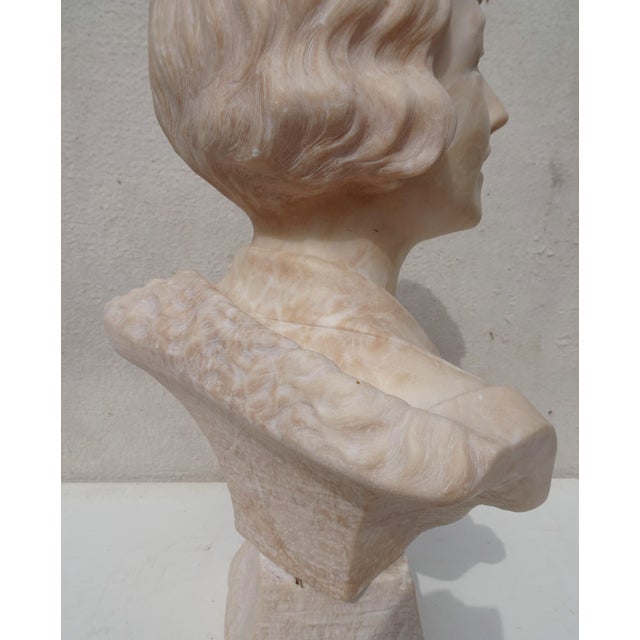 Italian Artist, Large Art Deco Carved Bust of Woman, 1920s-1940s, Alabaster For Sale - Image 16 of 18