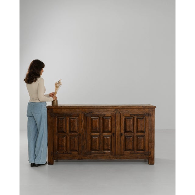 Baroque 1970s French Baroque Oak Buffet With Iron Hardware For Sale - Image 3 of 18