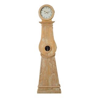 Antique Swedish Gustavian Rustic Long Case Clock, Hand-Carved Gustavian Decor For Sale