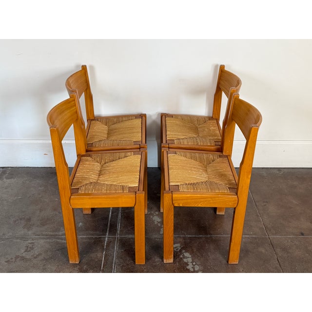 Vintage 1970's Maison Regain Elm Dining Chairs For Sale - Image 4 of 18