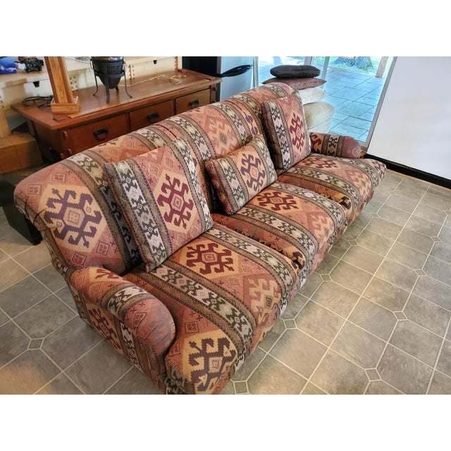 Lee Industries Sofa and Ottoman. Ottoman is 30" x 20" x 18" high. 8-way hand tied NC furniture. Tight-back style with 3...