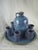1980s Late 20th French Cottage Blue Ceramic Liquor Set - One Decanter, Six Goblets, One Plate- 8 Pieces For Sale - Image 5 of 12