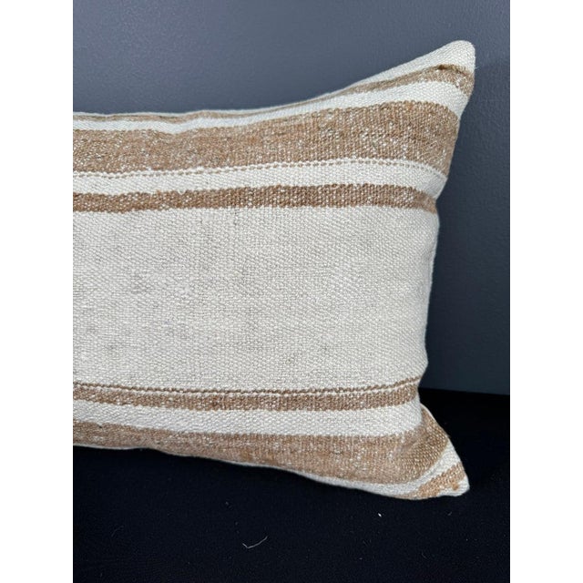 Turkish Hemp Pillow Cushion Natural Beige Brown Pillow Cushion Cover 16" x 24" For Sale - Image 4 of 4