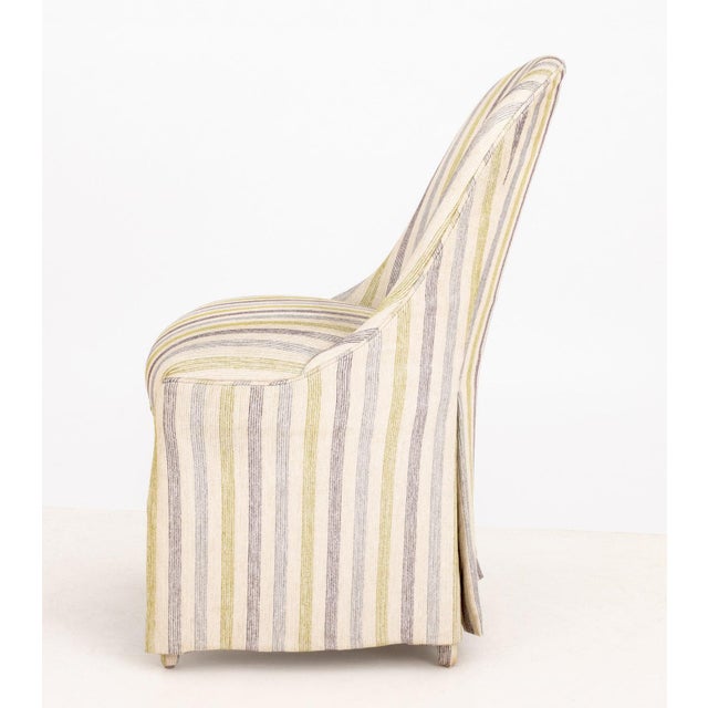 Beige Set of Four Modern Striped Upholstered Dining Chairs For Sale - Image 8 of 9