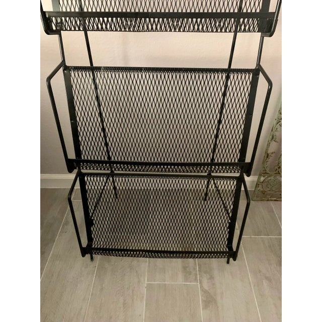 Mid Century Modern Folding Iron Magazine Rack - Atomic Modernist Metal Design For Sale - Image 9 of 13
