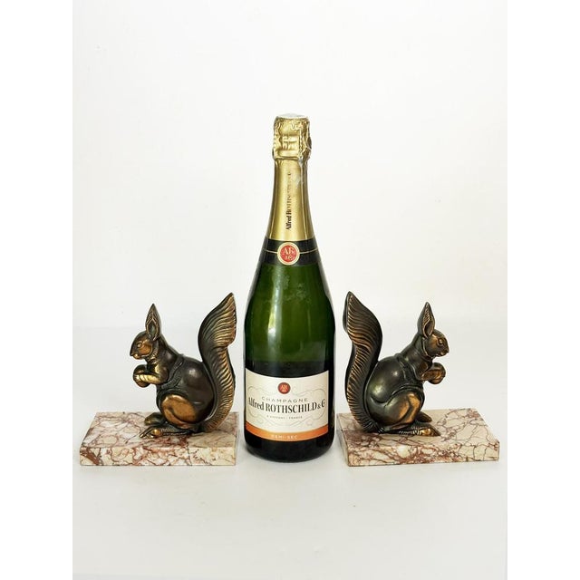 Marble and Metal Bookends with Squirrels, France, 1950s, Set of 2 For Sale - Image 3 of 12