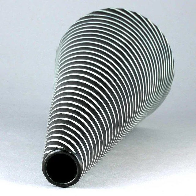 Black Stig Lindberg Gustavsberg Domino Series Black and White Stoneware Cone Vase, 1950s Swedish Modern For Sale - Image 8 of 12