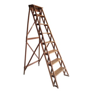 Library Stepladder in Dark Stained Wood, 1950s For Sale