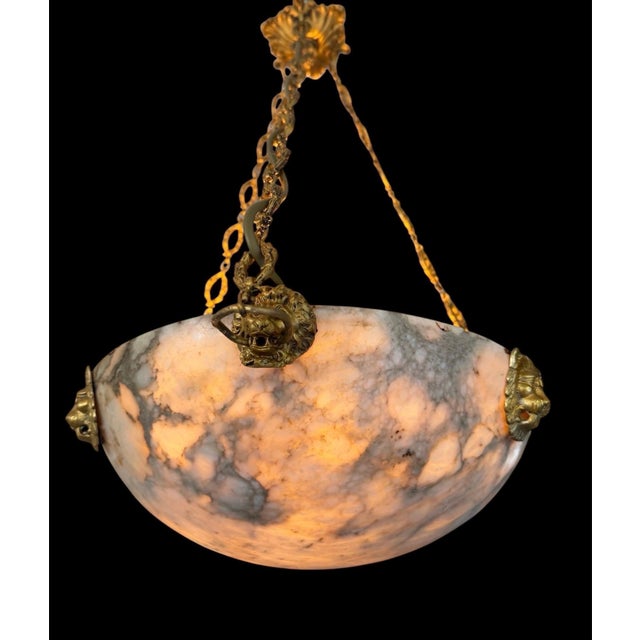 Art Deco Marble Chandelier with Bronze Structure, France, 1920 For Sale - Image 4 of 8